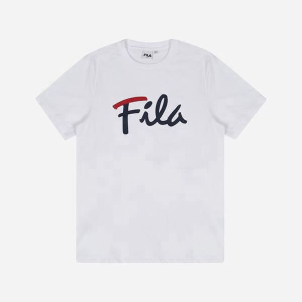 Camisetas Manga Corta Fila Mujer Blancas - Cursive Logo S/S - España 195076ZXM